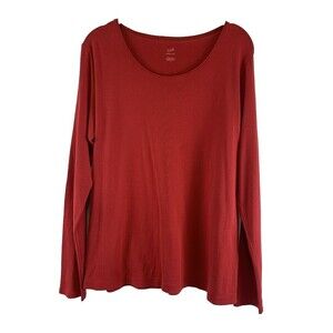 BOGO J Jill Red Perfect Pima Cotton Long Sleeve Top Pullover Scoop Neck Large